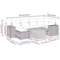 7-delige Loungeset met kussens poly rattan grijs - thumbnail