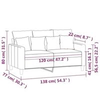 Tweezitsbank 120 cm fluweel bruin - thumbnail