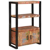 Boekenkast met Deuren Bruin Massief Gerecycled Hout en Metaal - thumbnail