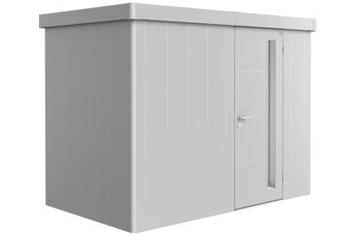 Biohort Neo 1C metalen tuinhuis enkele deur zilver 292x180 cm- Plat dak- Metaal- Biohort