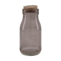 Fles met kurk rookglas grijs 12,5 cm | 48 stuks - thumbnail