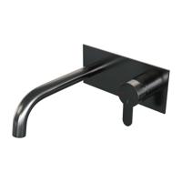 BRAUER Gunmetal Edition inbouw wastafelmengkraan met gebogen uitloop en afdekplaat model D1 gunmetal geborsteld PVD - thumbnail