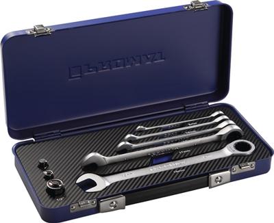 Promat/Tecwerk Ratel-ring-steeksleutelset | 8-delig sleutelwijdtes 8-19 mm | recht - 4000821505