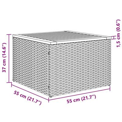 2-delige Loungeset met kussens poly rattan en acaciahout zwart