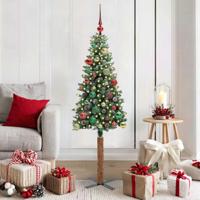 VidaXL Slanke kerstboom groen 150 cm pvc en massief dennenhout - thumbnail