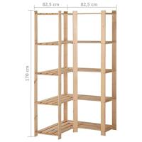 Hoekopbergrek 5-laags 82,5x82,5x170 cm massief grenenhout - thumbnail
