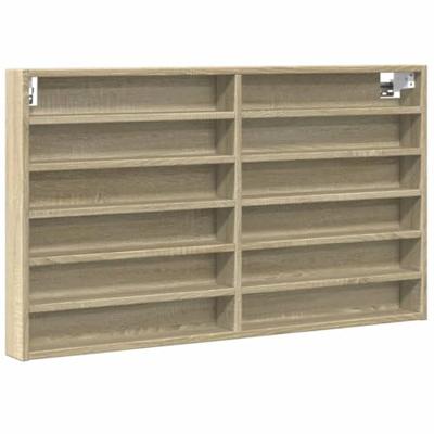 Vitrinekast 100x8,5x58 cm bewerkt hout sonoma eikenkleurig