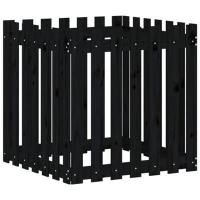VidaXL Plantenbak met hekontwerp 70x70x70 cm massief grenenhout zwart VidaXL Plantenbak met hekontwerp 70x70x70 cm massief grenenhout zwart