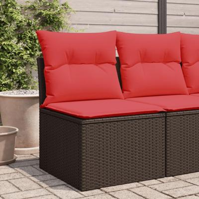 Tuinstoel zonder armleuning met kussens poly rattan bruin