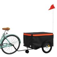 Fietstrailer 45 kg ijzer zwart en oranje - thumbnail