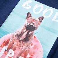 Kindershirt hond in bootprint 92 marineblauw - thumbnail