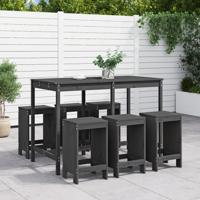 7-delige Tuinbarset massief grenenhout grijs - thumbnail
