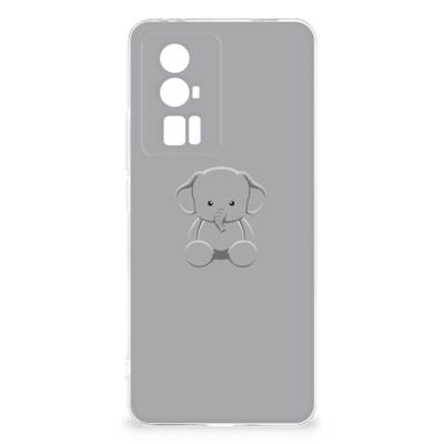 Xiaomi Poco F5 Pro Telefoonhoesje met Naam Grijs Baby Olifant Xiaomi Poco F5 Pro Telefoonhoesje met Naam Grijs Baby Olifant