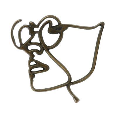 Light & Living wanddecoratie face antique bronskleurig 35 cm | 6 stuks