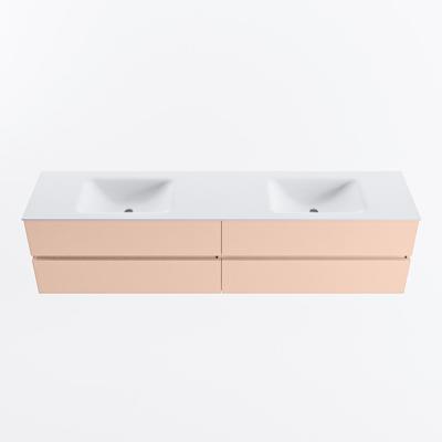 MONDIAZ VICA 200cm badmeubel onderkast Rosee 4 lades. Wastafel CLOUD dubbel 2 kraangaten, kleur Talc.