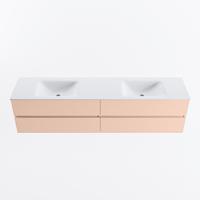 MONDIAZ VICA 200cm badmeubel onderkast Rosee 4 lades. Wastafel CLOUD dubbel 2 kraangaten, kleur Talc. - thumbnail