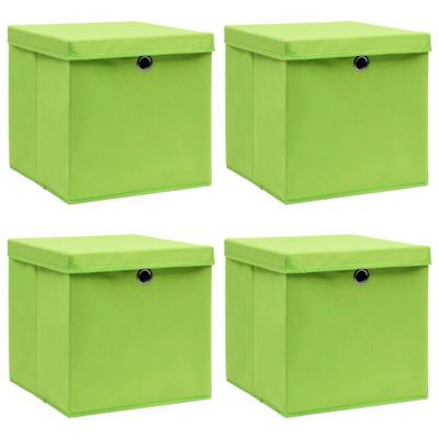 Opbergboxen met deksel 4 st 32x32x32 cm stof groen