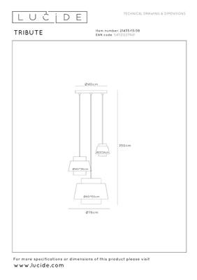 Lucide TRIBUTE - Hanglamp - Ø 76 cm - 3xE27 - Beige
