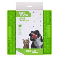 Eat Slow Live Longer Lick Mat Bones Green - thumbnail
