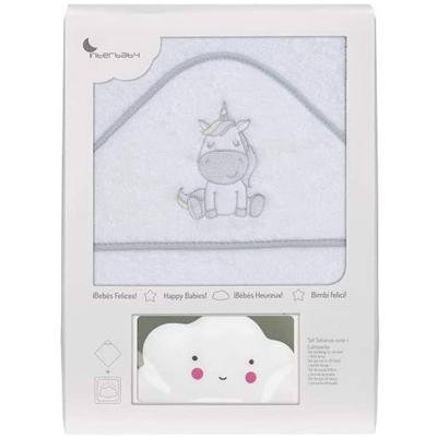 Interbaby Badcape En Nachtlamp 100 Cm Katoen Wit 2-delig
