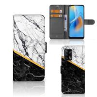 OPPO A74 4G | Bookcase | Marmer Wit Zwart - Origineel Cadeau Man - thumbnail