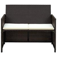 Tweezitsbank 100x56x85 cm poly rattan bruin - thumbnail