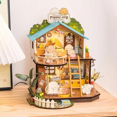 Robotime Puppy Cozy Villa Miniatuurhuisje Bouwpakket Modelbouw Robotime Puppy Cozy Villa Miniatuurhuisje Bouwpakket Modelbouw
