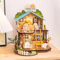 Robotime Puppy Cozy Villa Miniatuurhuisje Bouwpakket Modelbouw - thumbnail