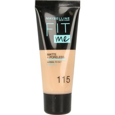 Maybelline Fit Me Matte + Poreless Foundation - 115 Ivory - Medium Dekkende Foundation met Matte Finish voor de Normale tot Vette Huid - 30 ml