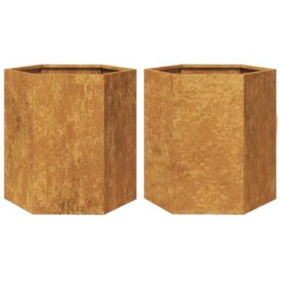 VidaXL Plantenbakken 2 st zeshoek 46x40x45 cm weervast staal VidaXL Plantenbakken 2 st zeshoek 46x40x45 cm weervast staal