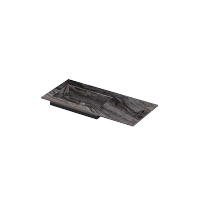 INK Post Wastafel keramische slab envelop bak links zonder kraangat 100x45x1 Venice brown glossy