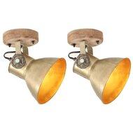 vidaXL Wand-/plafondlampen industrieel 2 st E27 20x25 cm messingkleur - thumbnail