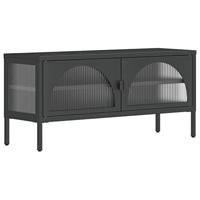 Tv-meubel 105x35x50 cm glas en staal zwart - thumbnail