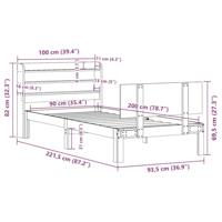 Bedframe met hoofdeinde zonder matras 90x200 cm wit - thumbnail