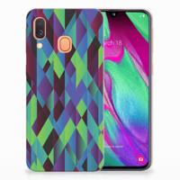 Samsung Galaxy A40 | TPU Hoesje | Abstract Green Blue - thumbnail