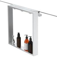 Fortifura Galeria schap met 4 haken - voor douchewand - 50x50x6.5cm - geborsteld RVS Z002geborsteldRVS - thumbnail