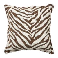 Kussen jacquard zebra - bruin/wit - 45x45 cm - thumbnail