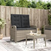Tuinbankje verstelbaar met kussens poly rattan lichtgrijs - thumbnail
