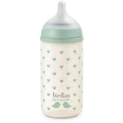 Glazen babyfles - SUAVINEX - Birdies - SX Pro S speen - 240 ml - 3 tot 6 maanden - Groen