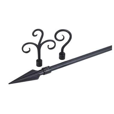 Gordijnroede 120cm zwart metaal - Ø20mm (1209057)