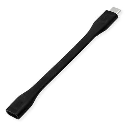 ROLINE USB4 Gen3x2 kabel, Emark, plat, C-C, ST/BU, 40Gbit/s, 100W, zwart, 11,5 cm