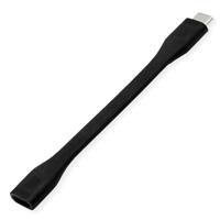 ROLINE USB4 Gen3x2 kabel, Emark, plat, C-C, ST/BU, 40Gbit/s, 100W, zwart, 11,5 cm - thumbnail