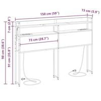Hoofdbord met plank met opslag Zwart eiken 150 cm Bewerkt hout - thumbnail