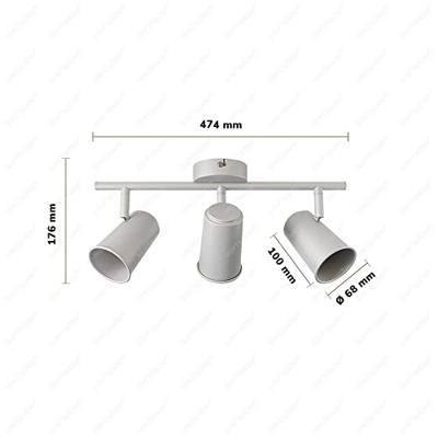 Riga - LED plafondlamp - 14 Watt 1200 Lumen - 3 spots - 2700K Warm wit - Draaibaar en dimbaar - GU10 - Kantelbaar - Plafondspot - IP20 Voor binnen - Wit Riga - LED plafondlamp - 14 Watt 1200 Lumen - 3 spots - 2700K Warm wit - Draaibaar en dimbaar - GU10 - Kantelbaar - Plafondspot - IP20 Voor binnen - Wit