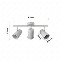 Riga - LED plafondlamp - 14 Watt 1200 Lumen - 3 spots - 2700K Warm wit - Draaibaar en dimbaar - GU10 - Kantelbaar - Plafondspot - IP20 Voor binnen - Wit - thumbnail