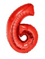 Folieballon Rood Cijfer &apos;6&apos; Groot - thumbnail