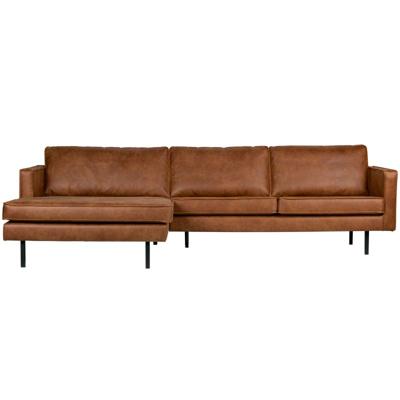 WOOOD Loungebank 'Rodeo' Links, Eco Leder, kleur Cognac