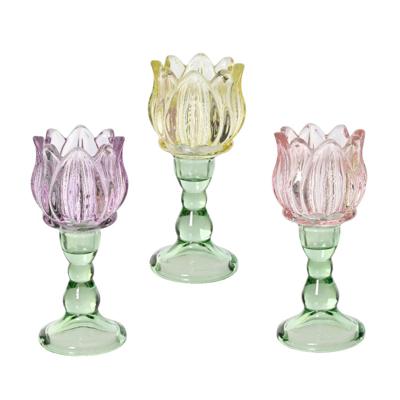 Theelichthouder glas tulp H16cm