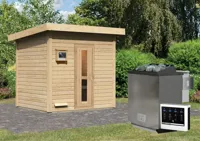 Karibu | Hytti 3 Buitensauna | Biokachel 9 kW Externe Bediening - thumbnail