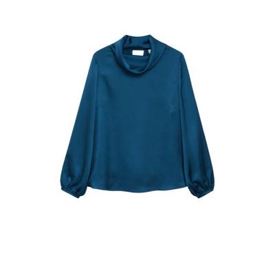 Mango satijnen top donkerblauw Mango satijnen top donkerblauw